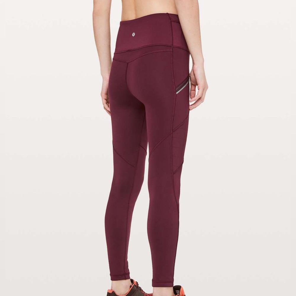 Lululemon Athletica Toasty Tech II Deep Red Burgundy Fleece Lined Leggings